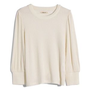 Madewell Brushed Rib Pleat Sleeve Top